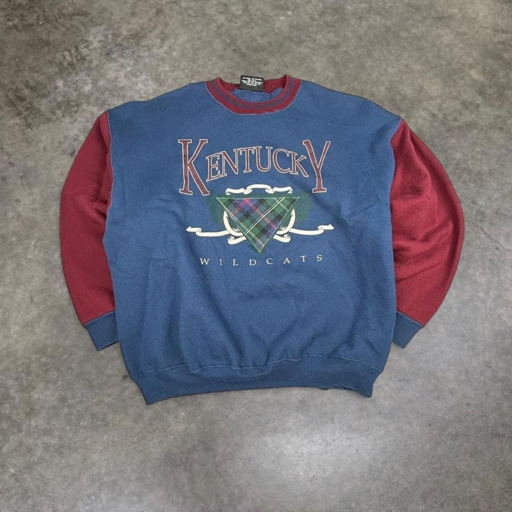 Vintage Kentucky Wildcats Crewneck Sweatshirt XL Blue Burgundy Y2K Collegiate